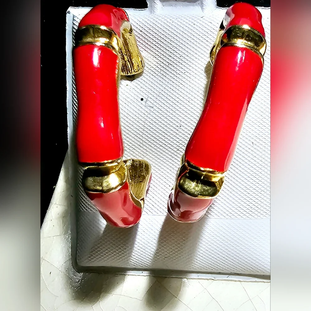 Bold Red and gold 90s bamboo earrings urban luxury classic must have